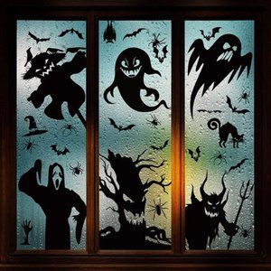 42Pcs Giant Halloween Window Clings, 6 Sheets Double-Side Removable Spooky